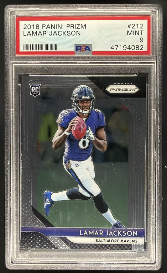 2018 Panini Prizm Lamar Jackson #212 RC PSA 9