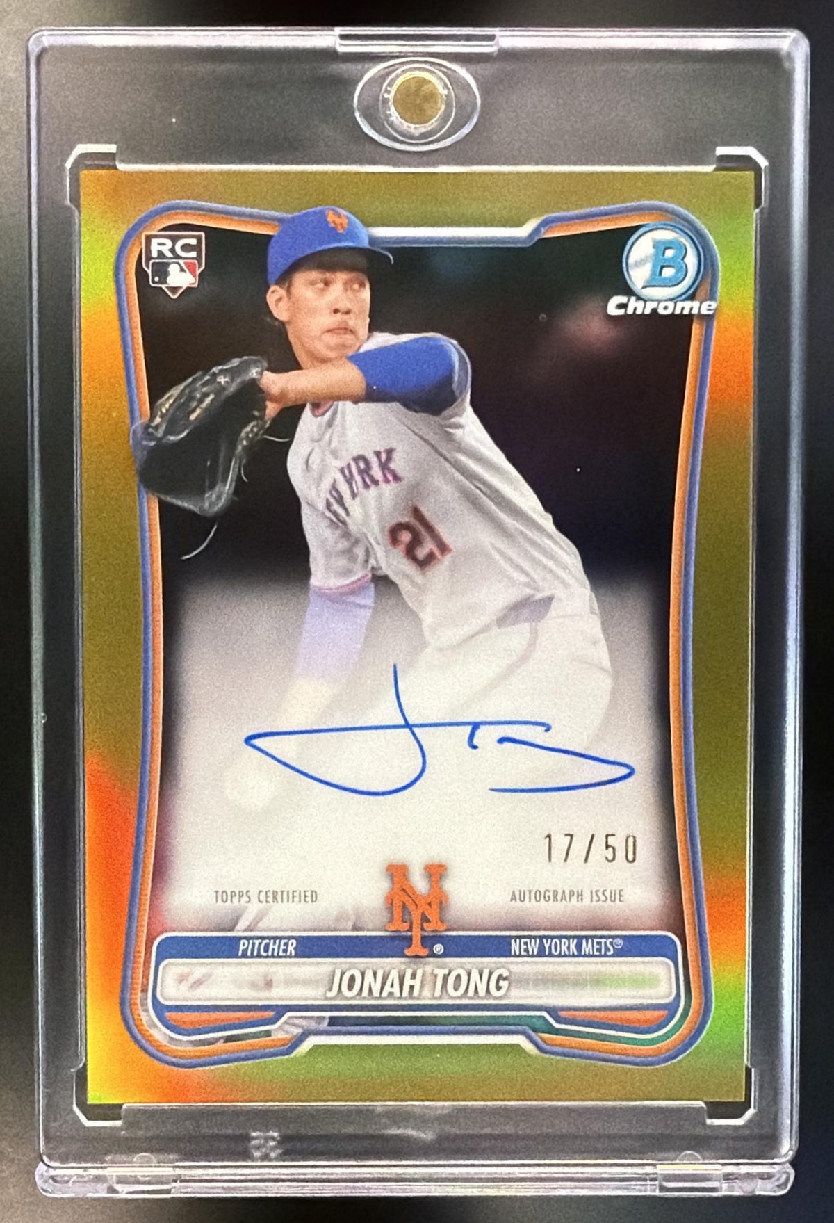 2026 Bowman Chrome Jonah Tong #CRA-JT Auto Gold /50