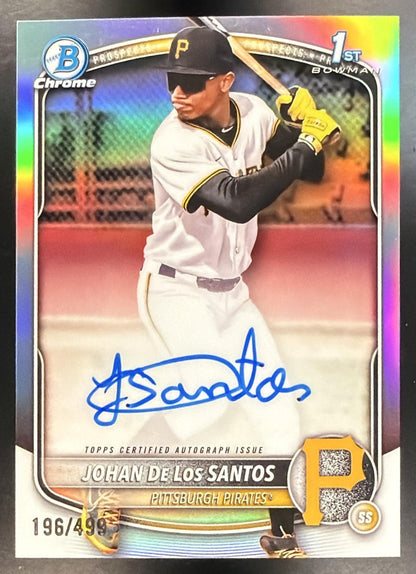 2025 Bowman Chrome Johan De Los Santos #CPA-JDLS Auto Refractor 196/499 1st Prospect