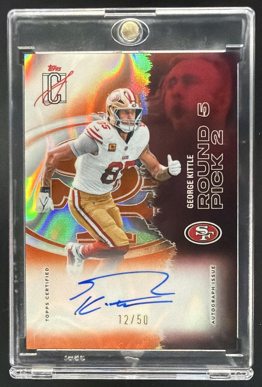 2025 Topps Signature Class George Kittle #53 Chrome Auto Orange Lava Refractor /50