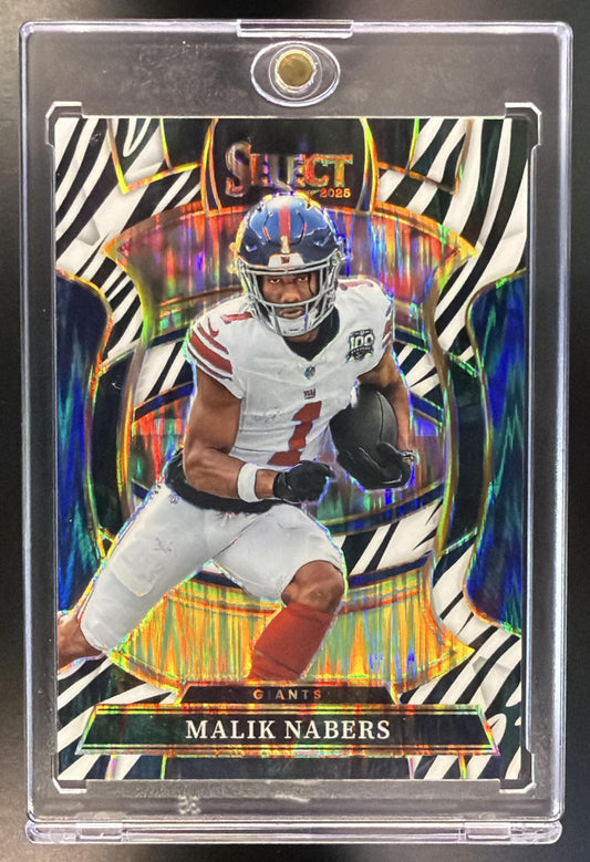 2025 Panini Select Malik Nabers #94 Zebra Shock