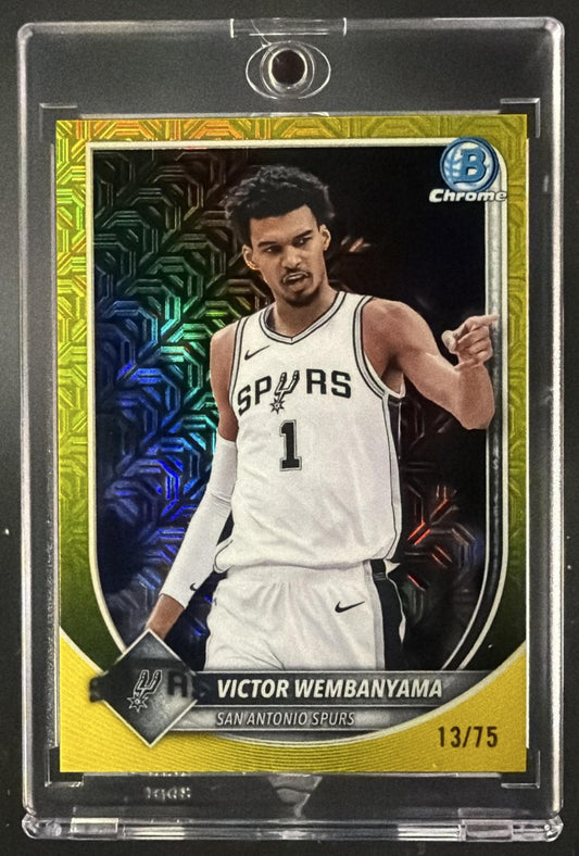 2025-26 Bowman Victor Wembanyama #BCV-143 Chrome Yellow Mojo Refractor 13/75