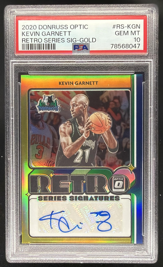 2020 Panini Donruss Optic Kevin Garnett #RS-KGN Retro Gold /10 Auto PSA 10