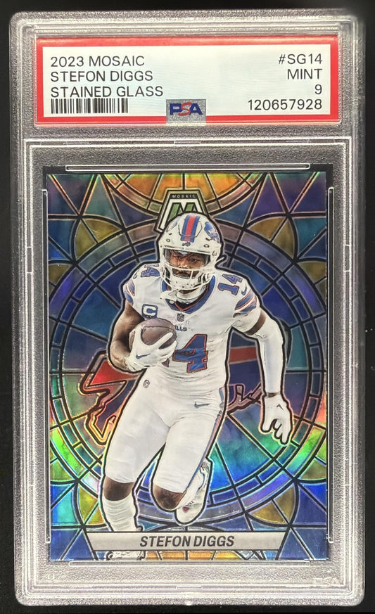 2023 Panini Mosaic Stefon Diggs #SG-14 Stained Glass PSA 9