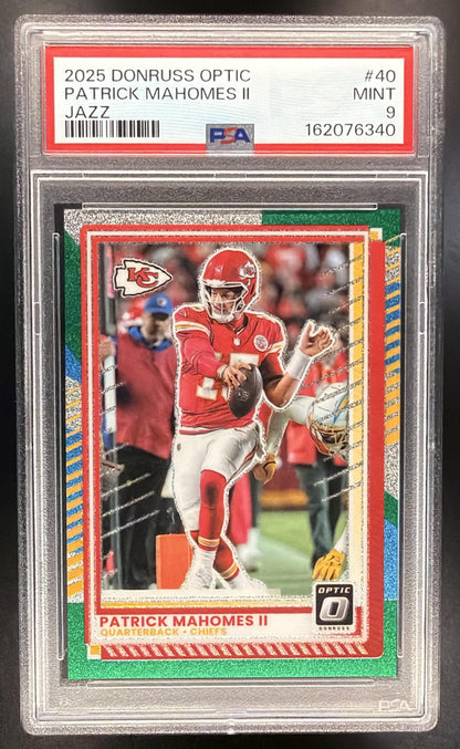 2025 Panini Donruss Optic Patrick Mahomes II #40 Jazz Prizm PSA 9