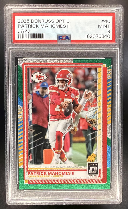 2025 Panini Donruss Optic Patrick Mahomes II #40 Jazz Prizm PSA 9