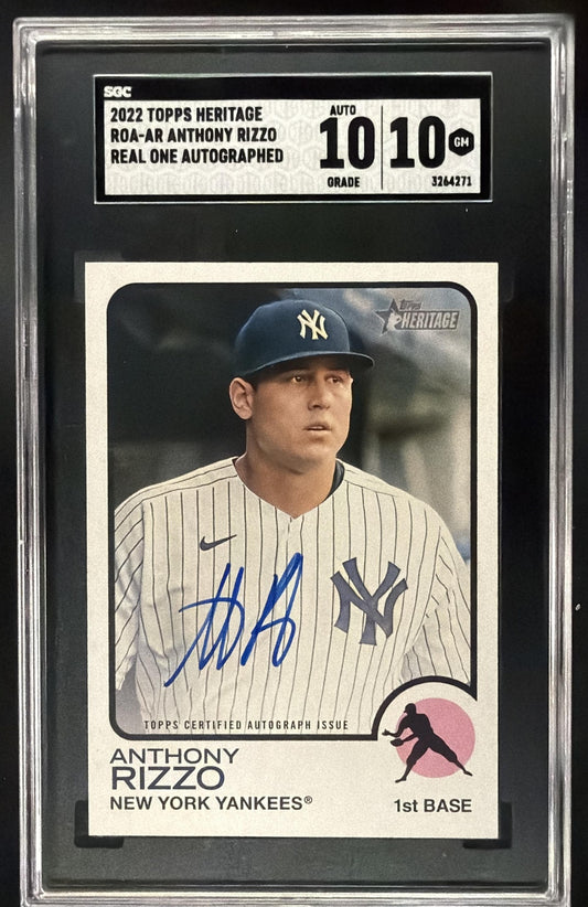 2022 Topps Heritage Anthony Rizzo #ROA-AR Real One Auto SGC 10