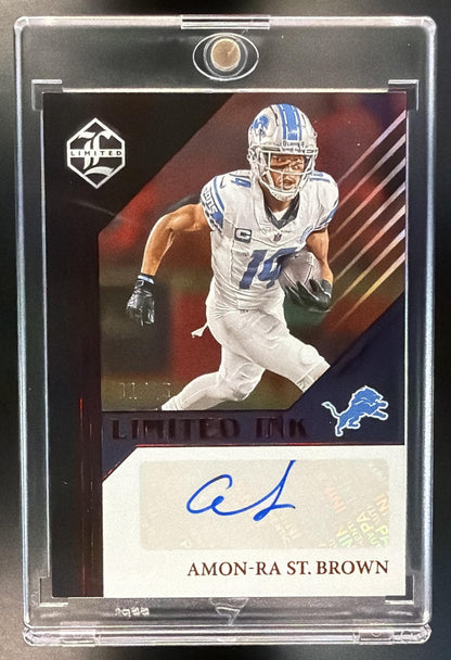 2023 Panini Limited Amon-Ra St. Brown #LI-ASB Auto Red Limited Ink /25