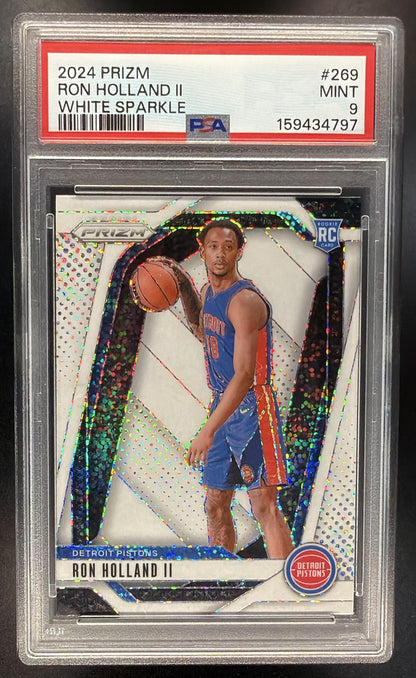 2024-25 Panini Prizm Ron Holland II #269 White Sparkle SP RC PSA 9