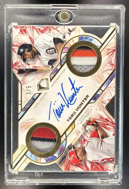 2025 Topps Diamond Icons Torii Hunter #DTA-TH Single Player Dual Team Auto Relic Red /5 MEM