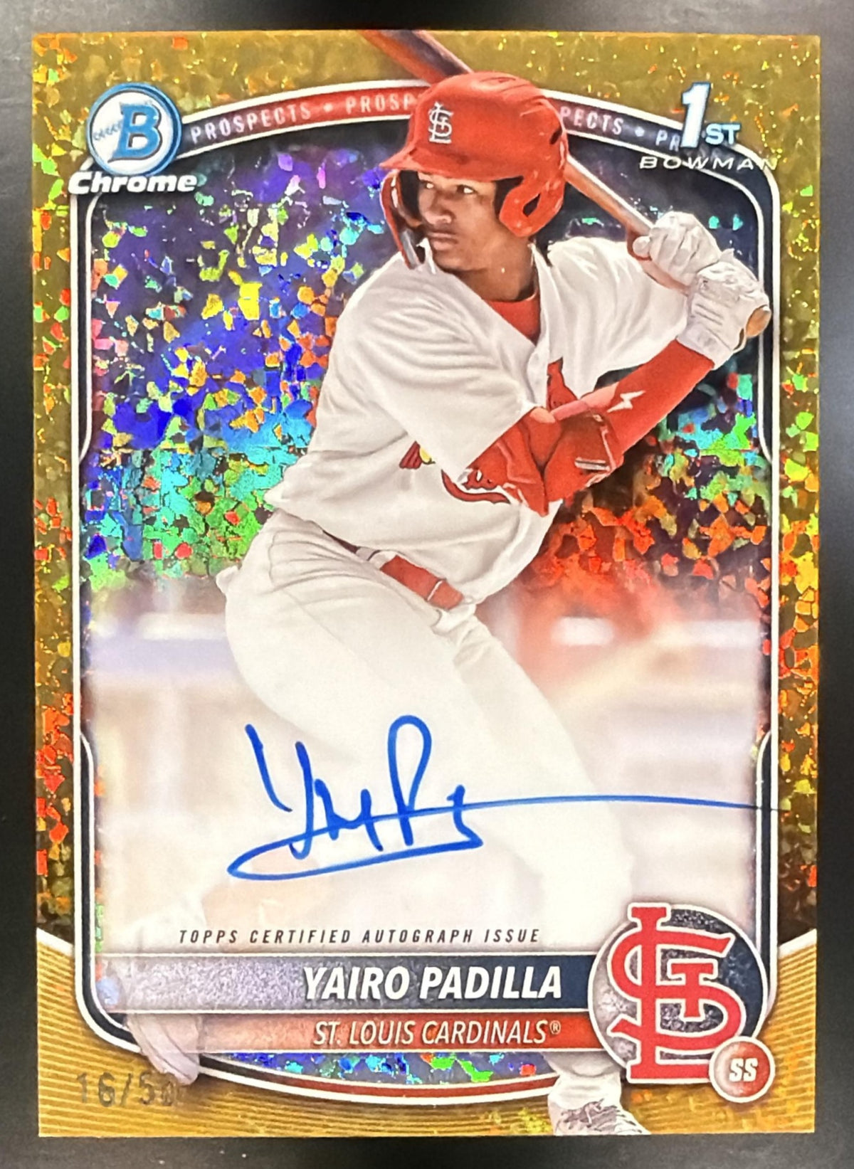 2025 Bowman Chrome Yairo Padilla #CPA-YP Auto Gold Mini Diamond Refractor /50 1st Prospect