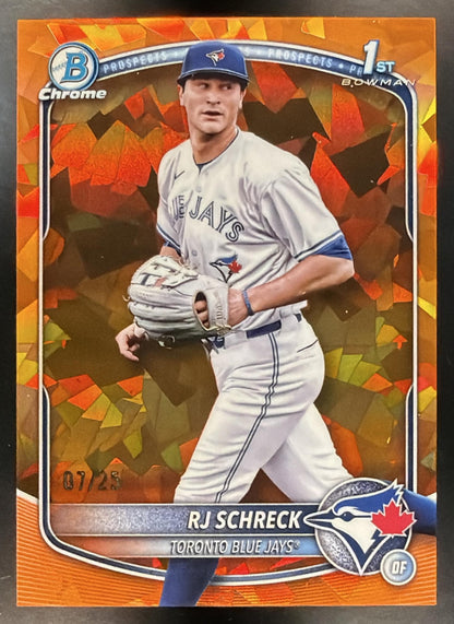 2025 Bowman Chrome Sapphire RJ Schreck #BCP-181 Orange Refractor 7/25 1st Prospect
