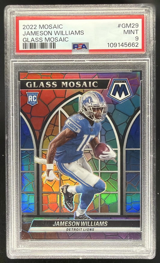 2022 Panini Mosaic Jameson Williams #GM-29 Glass Mosaic RC PSA 9