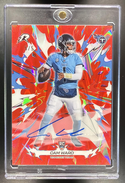 2025 Topps Resurgence Cam Ward #194 Rookie Signatures Red Power Surge Refractor /5 RC Auto