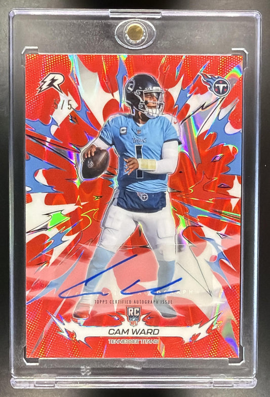 2025 Topps Resurgence Cam Ward #194 Rookie Signatures Red Power Surge Refractor /5 RC Auto