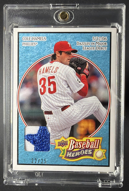 2008 Upper Deck Baseball Heroes Cole Hamels #136 Patch /25