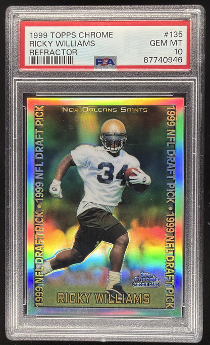 1999 Topps Chrome Ricky Williams #135 Refractor RC PSA 10
