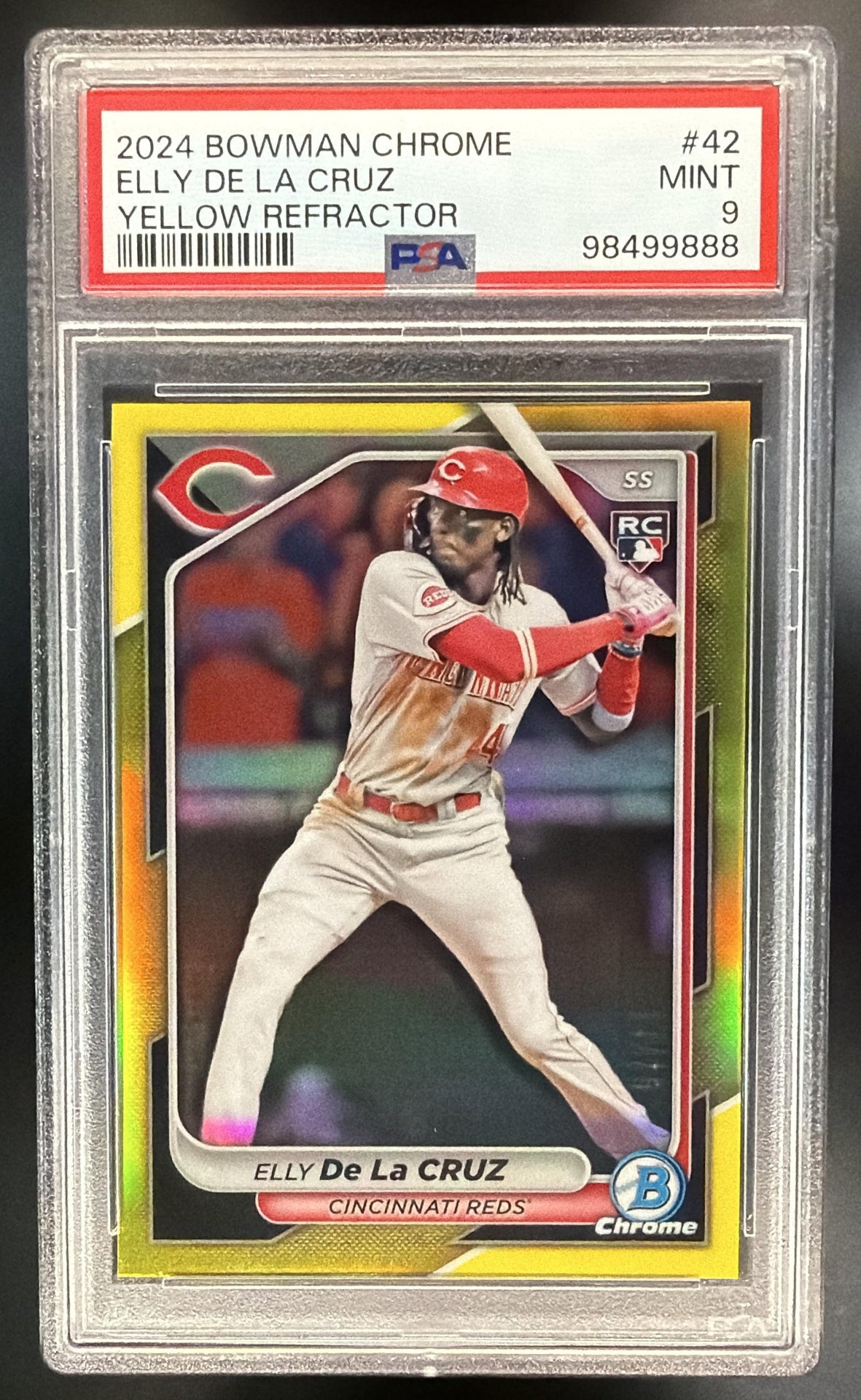 2024 Bowman Chrome Elly De La Cruz #42 Yellow /75 Refractor RC PSA 9