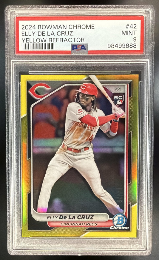 2024 Bowman Chrome Elly De La Cruz #42 Yellow /75 Refractor RC PSA 9