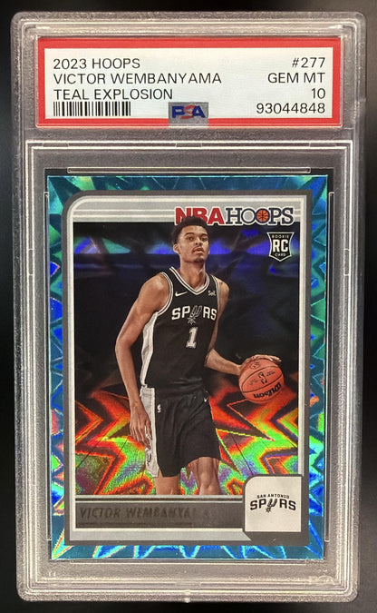 2023-24 Panini Hoops Victor Wembanyama #277 Teal Explosion RC PSA 10