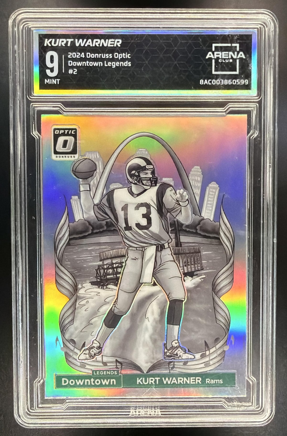 2024 Panini Donruss Optic Kurt Warner #2 Downtown Legends SSP Arena Club 9