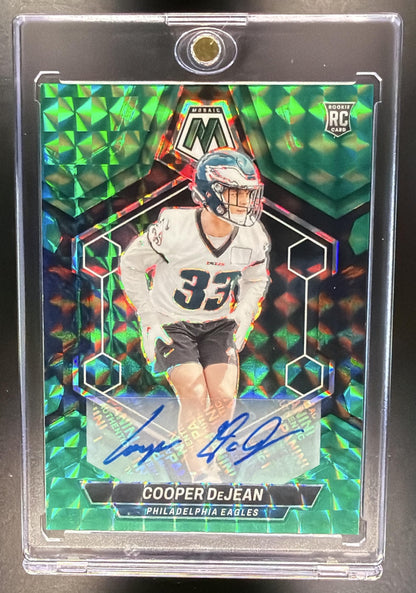 2024 Panini Mosaic Cooper DeJean #340 Rookie Auto Green Black /25 RC