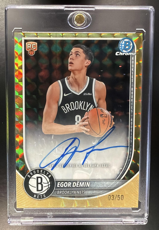 2025-26 Bowman Egor Demin #BCA-ED Chrome Auto Gold Geometric Refractor 3/50 RC