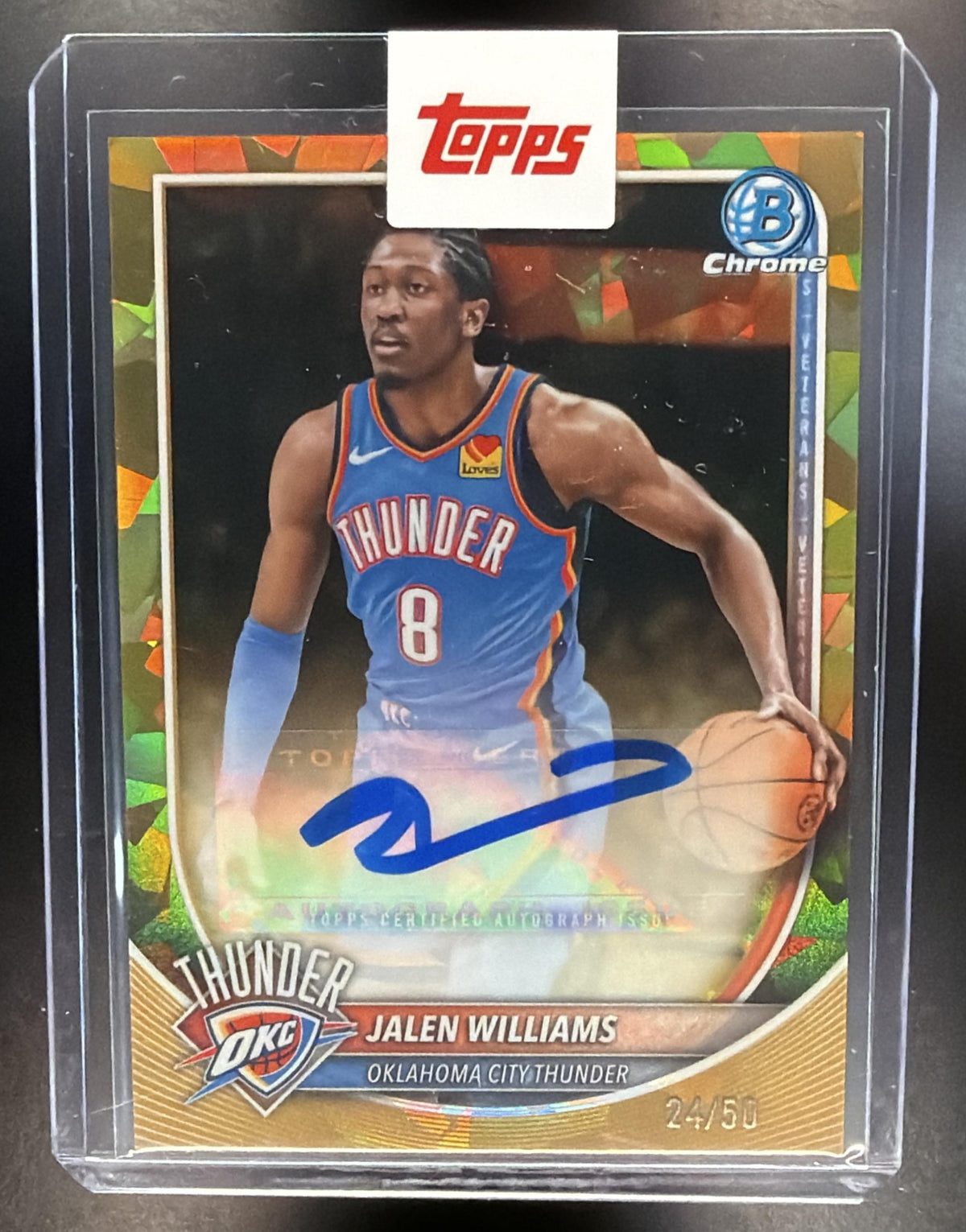 2025 Bowman Sapphire Jalen Williams #BCA-JL Chrome Auto Gold Refractor 24/50