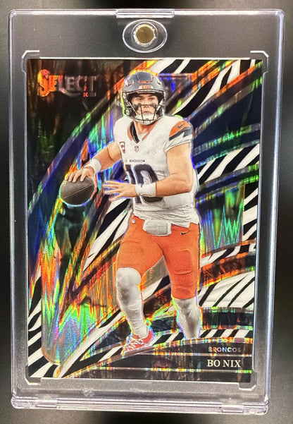 2025 Panini Select Bo Nix #211 Club Level Zebra Shock Prizm