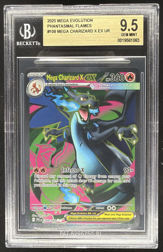 2025 Pokemon Phantasmal Flames Mega Charizard X ex #109/094 Ultra Rare BGS 9.5