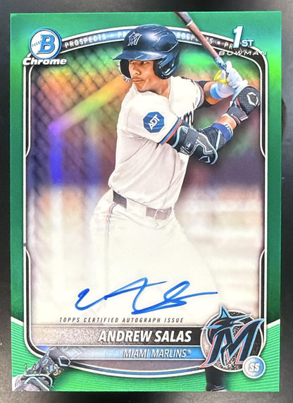 2025 Bowman Chrome Andrew Salas #CPA-AS Auto Green Refractor 14/99 1st