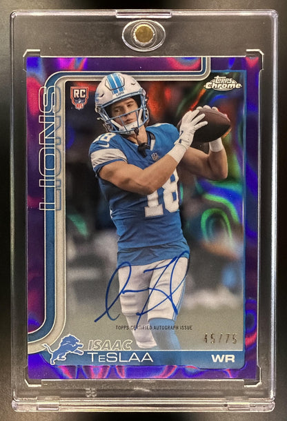 2025 Topps Chrome Isaac TeSlaa #RA-ITS Rookie Auto Purple Lava Refractor /75 RC