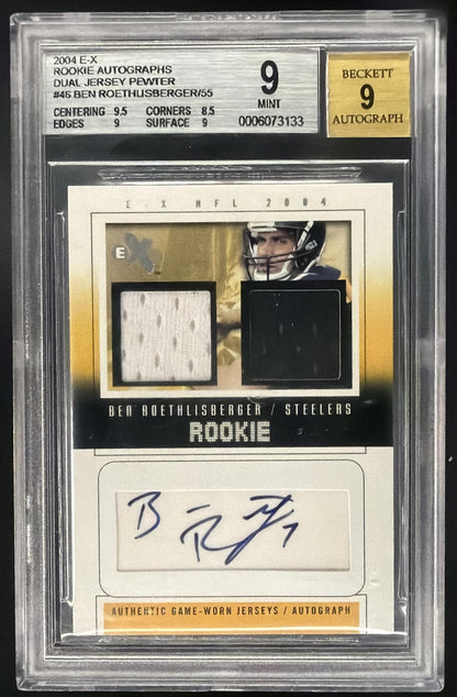 2004 Fleer E-X Ben Roethlisberger Rookie Patch Auto /55 BGS 9/9