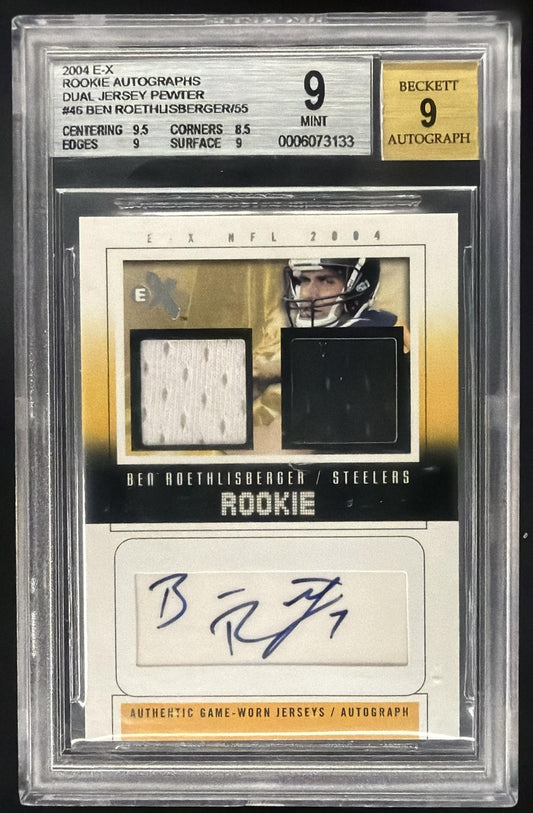2004 Fleer E-X Ben Roethlisberger Rookie Patch Auto /55 BGS 9/9