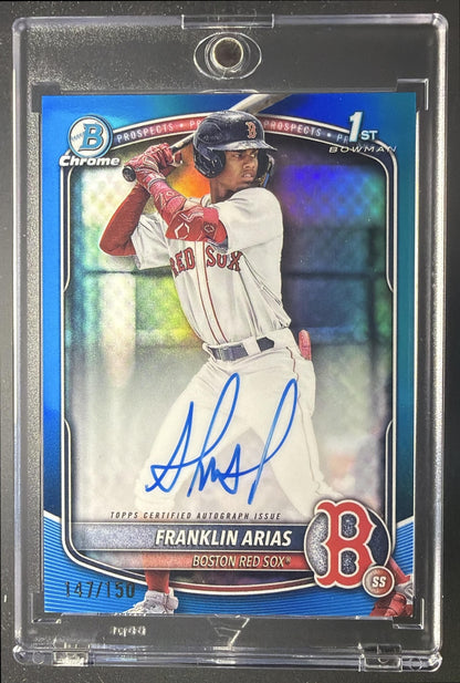 2025 Bowman Franklin Arias #CPA-FA Chrome Auto Blue Refractor /150 1st Prospect