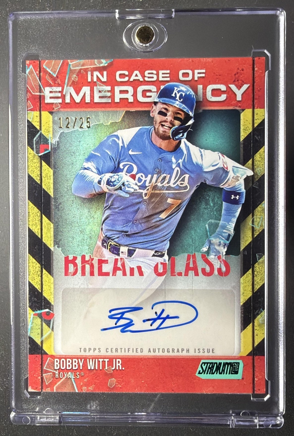 2025 Topps Stadium Club Bobby Witt Jr. #ICOEA-BW In Case Of Emergency Auto /25