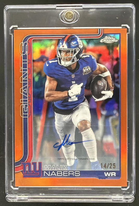 2025 Topps Chrome Malik Nabers #BA-MN Auto Orange Lava Refractor 14/25