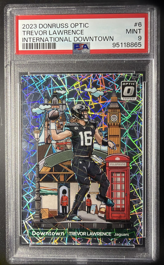 2023 Panini Donruss Optic Trevor Lawrence #6 International Downtown PSA 9