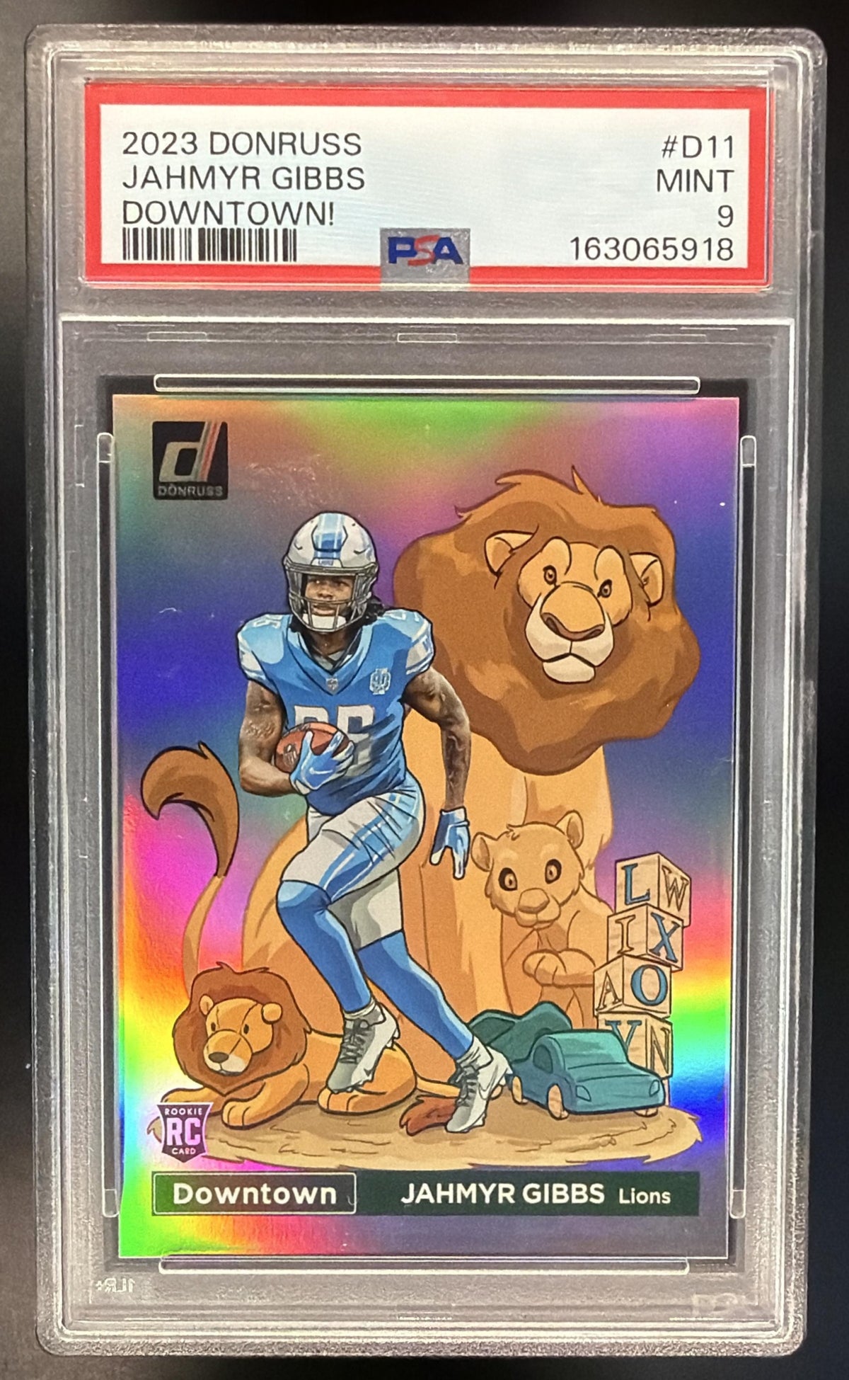 2023 Panini Donruss Jahmyr Gibbs #D-11 Rookie Downtown PSA 9