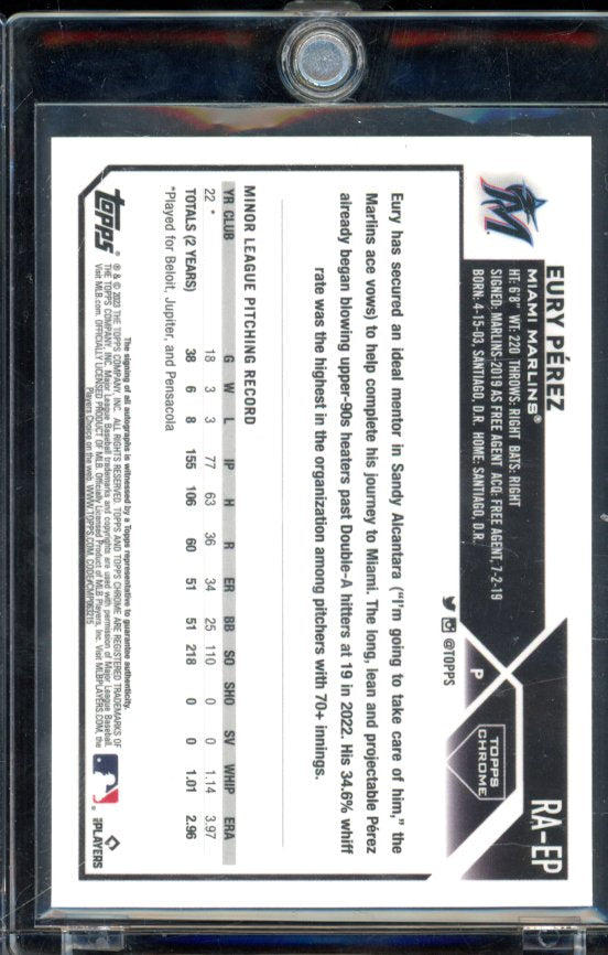 2023 Topps Chrome Eury Perez Orange Rookie Auto