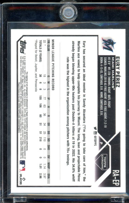 2023 Topps Chrome Eury Perez Orange Rookie Auto