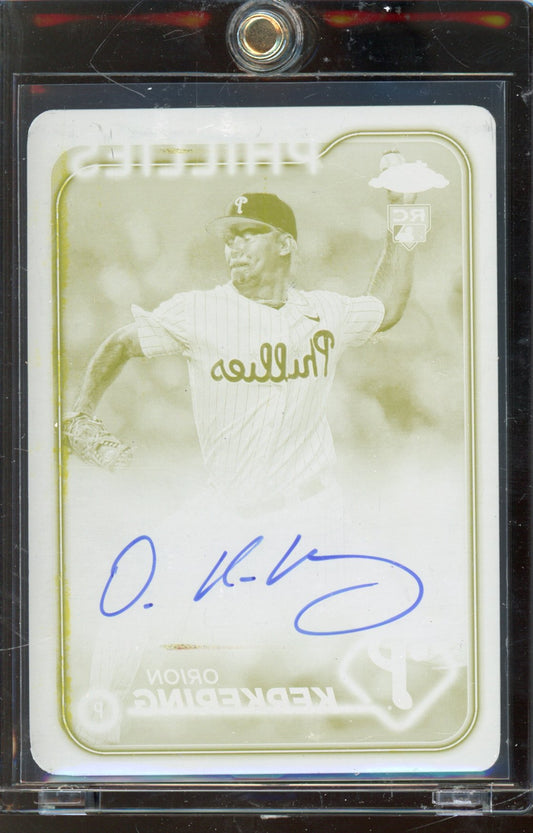 2024 Topps Chrome Orion Kerkering Yellow Printing Plate Auto 1/1 RC