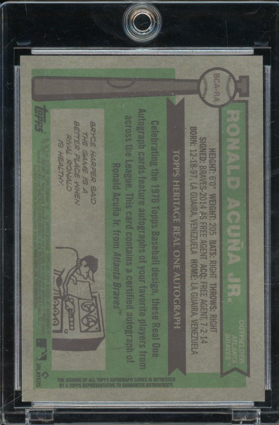 2025 Topps Heritage Ronald Acuna Jr Gold Real One Auto /50