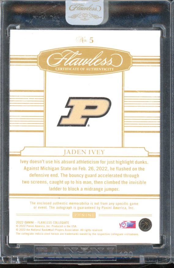 2022-23 Flawless Jaden Ivey Rookie Patch Auto /25