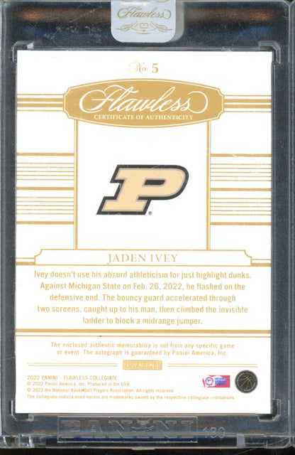 2022-23 Flawless Jaden Ivey Rookie Patch Auto /25