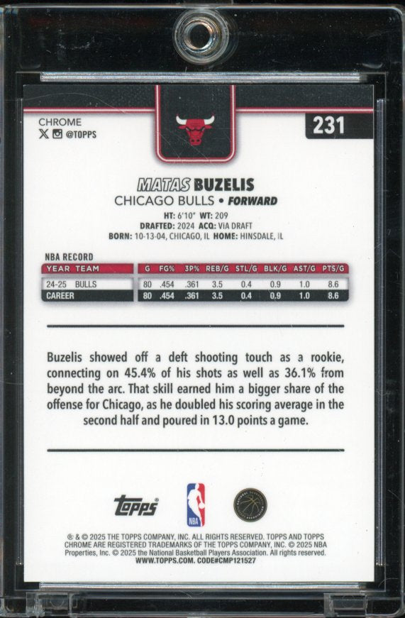 2025-26 Topps Chrome Matas Buzelis Orange Geometric /25