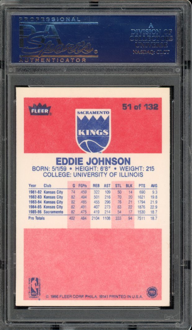 1986 Fleer Eddie Johnson #51 PSA