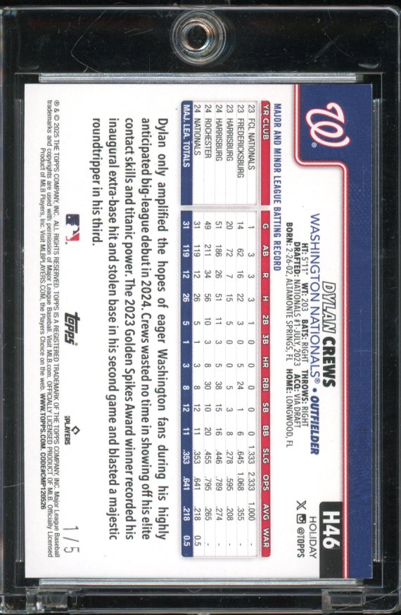 2025 Topps Dylan Crews Holliday Green Rookie /5