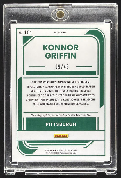 2026 Panini Donruss Konnor Griffin #101 Rated Prospects Optic Signatures Carolina Blue /49 Prospect Auto