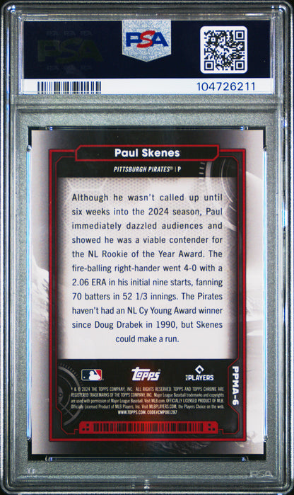 2024 Topps Chrome Cosmic Paul Skenes Planetary Pursuit Mars RC  SSP PSA 8